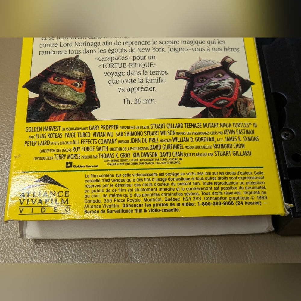 Teenage Mutant Ninja Turtles 3 VHS Tape French Tested - Picture 3 of 4